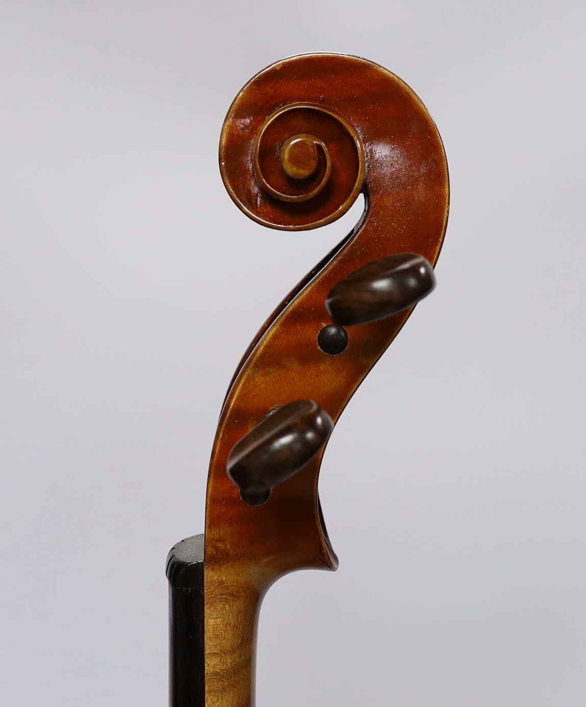 A German viola, labelled Wilhelm Nurnberger, with bow, in case. CITES